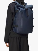 Rolltop Rucksack Large - Rugzak Rains Blauw city 14590-vue-porte