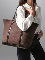 Schoudertas Met Rits L Le Cabas Linnen Vanessa bruno Bruin cabas lin 31V40409-vue-porte