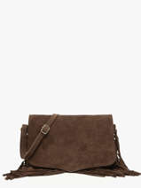 Cross Body Tas Velvet Leder Milano Bruin velvet VE24115O