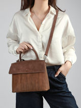 Cross Body Tas Clarita Texture Leder Nathan baume Bruin nathan 18TX-vue-porte