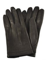 Dameshandschoenen Leder Met Zijden Voering Omega Zwart women gloves 75D