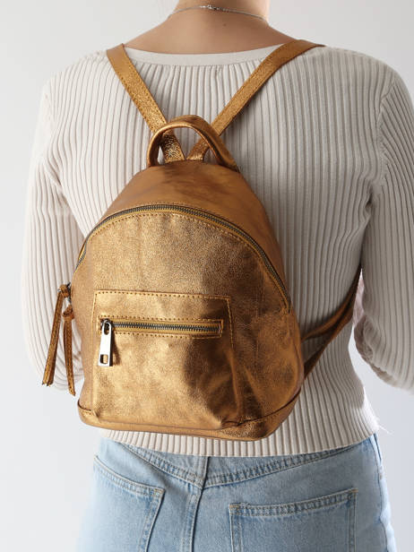 Rugzak Nine Leder Milano Goud nine NI23066 ander zicht 1