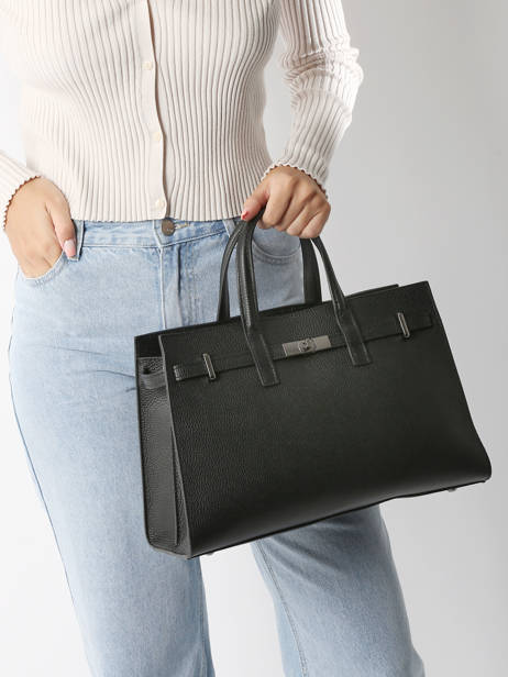 Handtas Caviar Leder Milano Zwart caviar CA24062 ander zicht 1