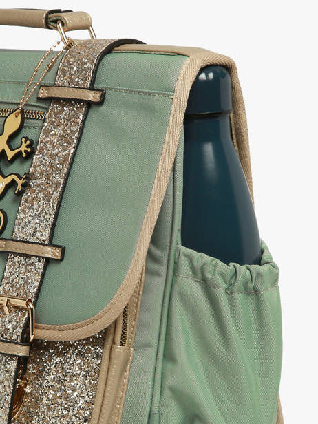 Boekentas Kinderen 3 Compartimenten Cameleon Groen vintage fantasy CA41 ander zicht 5