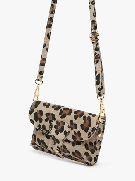 Cross Body Tas Velvet Leopardo Leder Milano Beige velvet leopardo VL260612 ander zicht 2