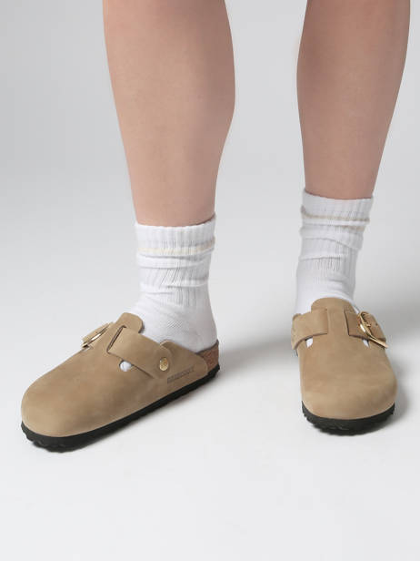 Slippers Boston Big Buckle Uit Leder Birkenstock Beige women 1030425 ander zicht 1