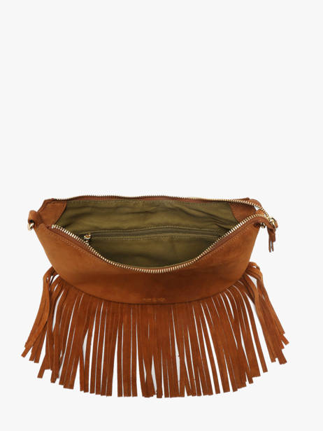 Schoudertas Lune Leder Met Franjes Nat et nin Bruin vintage FRA ander zicht 3