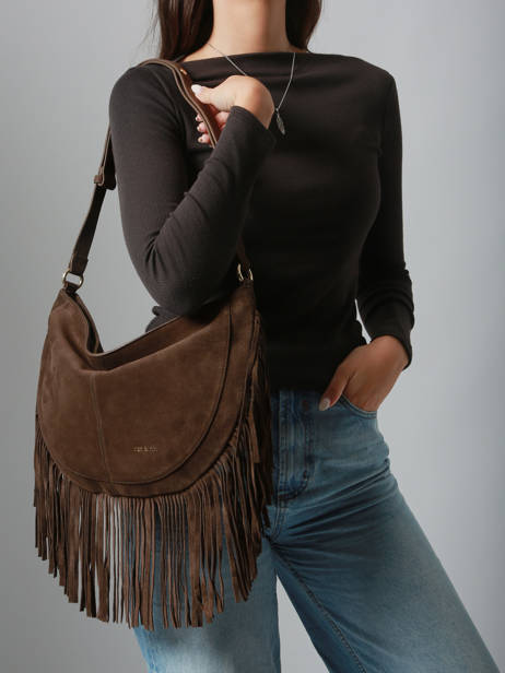 Schoudertas Rodeo Leder Met Franjes Nat et nin Bruin vintage RODEOFRA ander zicht 1
