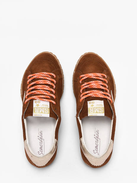 Sneakers Mary Uit Leder Semerdjian Bruin women MARYD282 ander zicht 3