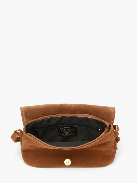 Cross Body Tas Velvet Leder Milano Bruin velvet VE24115O ander zicht 3
