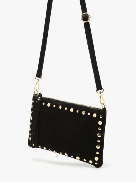 Cross Body Tas Velvet Leder Milano Zwart velvet VE24111O ander zicht 2