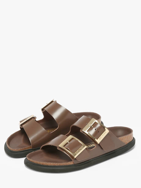 Slippers Uit Leder Birkenstock Bruin women 1031910 ander zicht 1