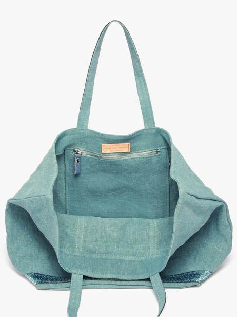 Handtas L Le Cabas Linnen Pailletten Vanessa bruno Blauw cabas lin 31V40315 ander zicht 3