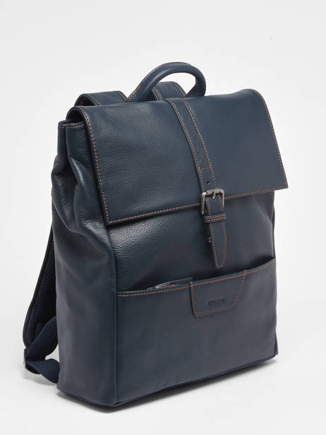 Business Rugzak Foulonné 2 Compartimenten Leder Etrier Blauw foulonne EFOU8092 ander zicht 2